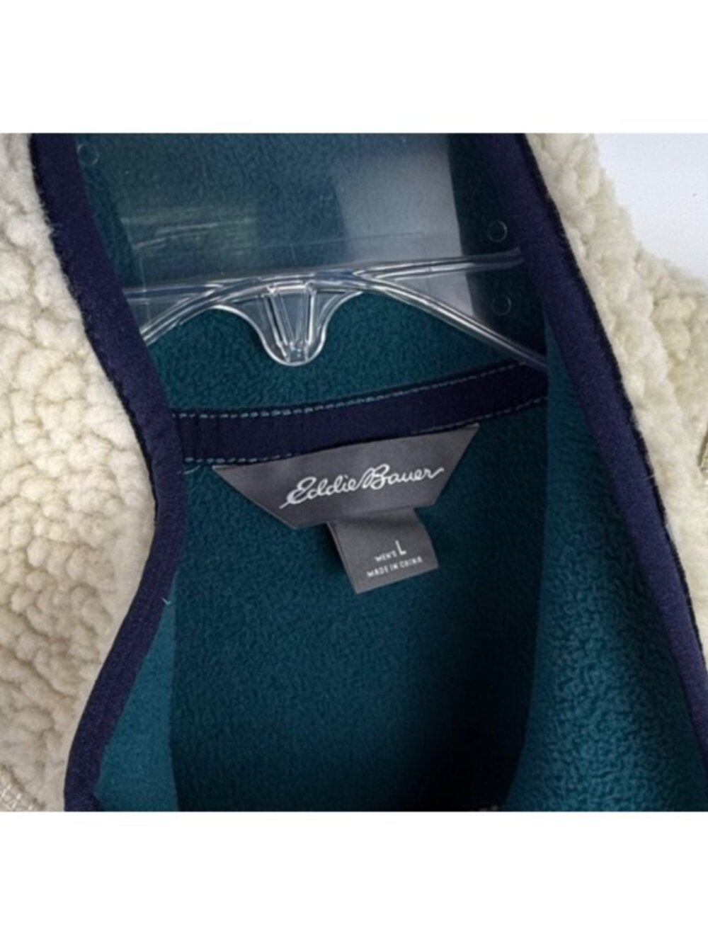Eddie Bauer Men's Chilali Faux Shearling Fleece Vest Oyster Size L NWT - Picture 2 of 6
